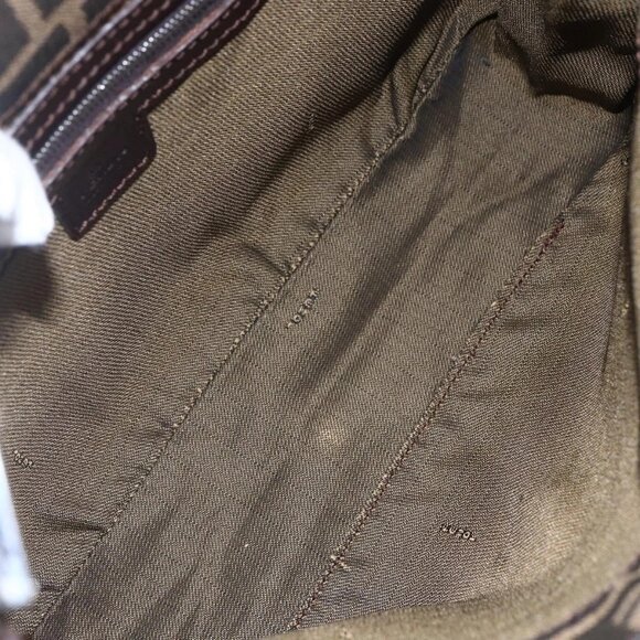 FENDI Zucca Canvas Mamma Baguette Shoulder Bag Black Brown Silver Auth SW1723 - Picture 10 of 16